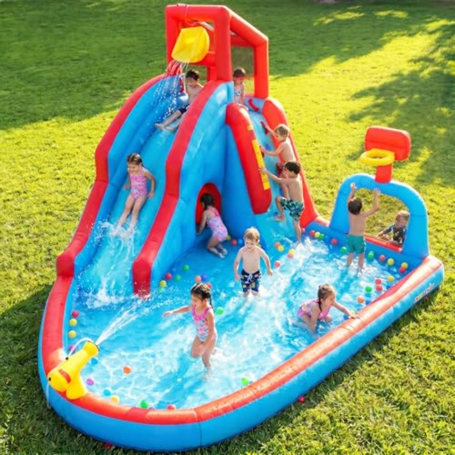 Kids Outdoor Bounce House - 어린이용 뒷마당 야외 물 미끄럼틀 에어바운스