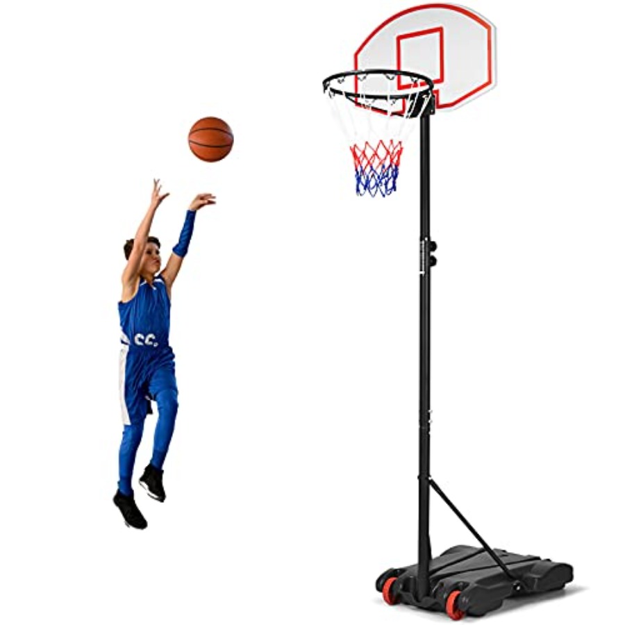 Basketball Hoop Outdoor - 실내/실외용 농구대, 폴리에틸렌 백보드, 블랙/레드, 높이