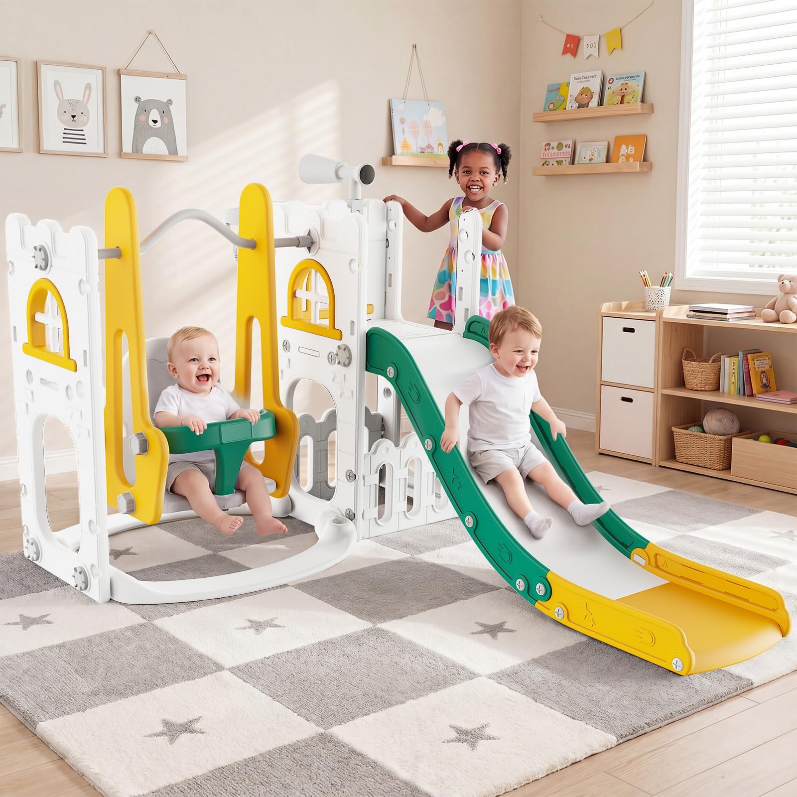 Kids Outdoor Playhouse - 7 in 1 유아용 슬라이드 및