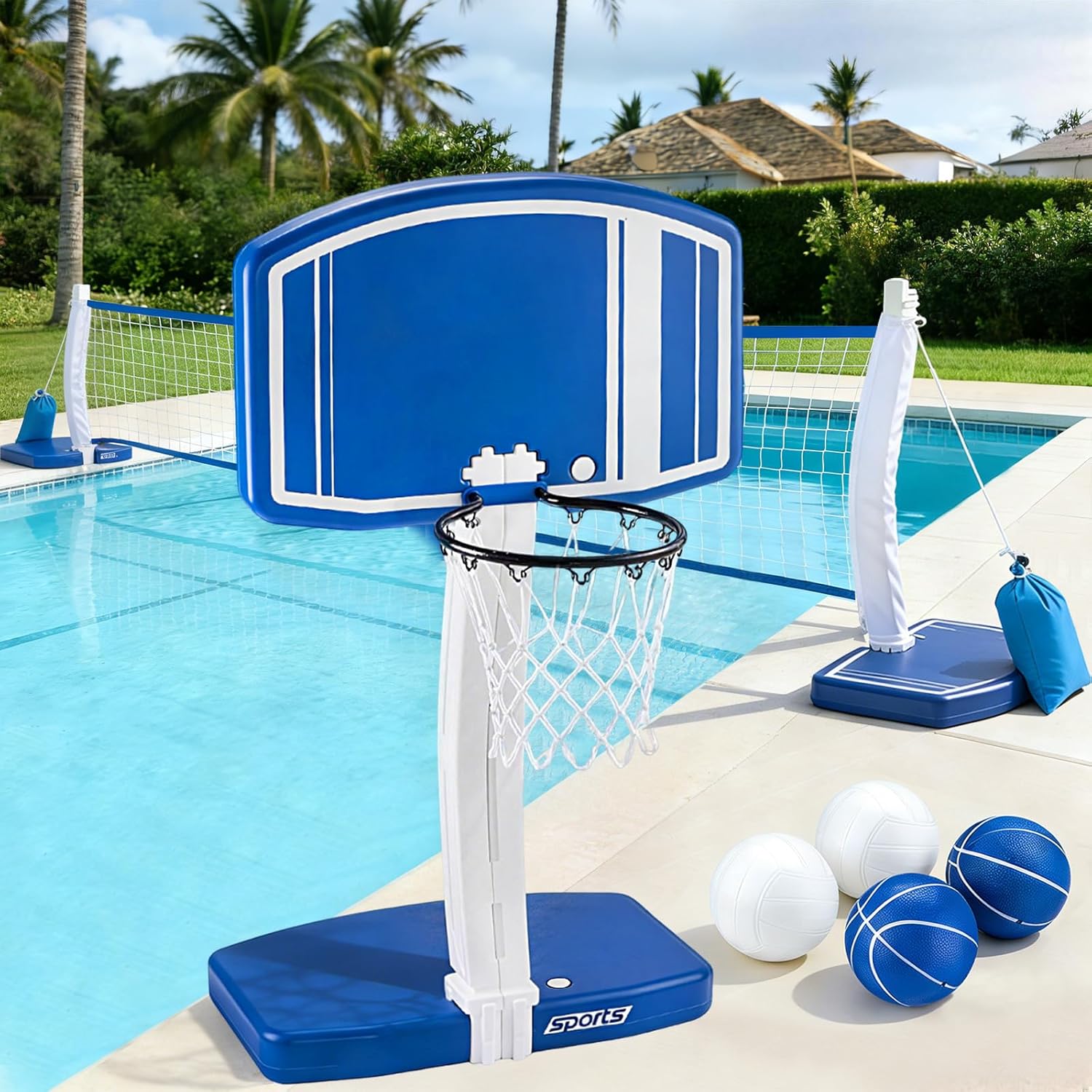 Basketball Hoop Outdoor - 지상 수영장 농구대 및 배구 네트