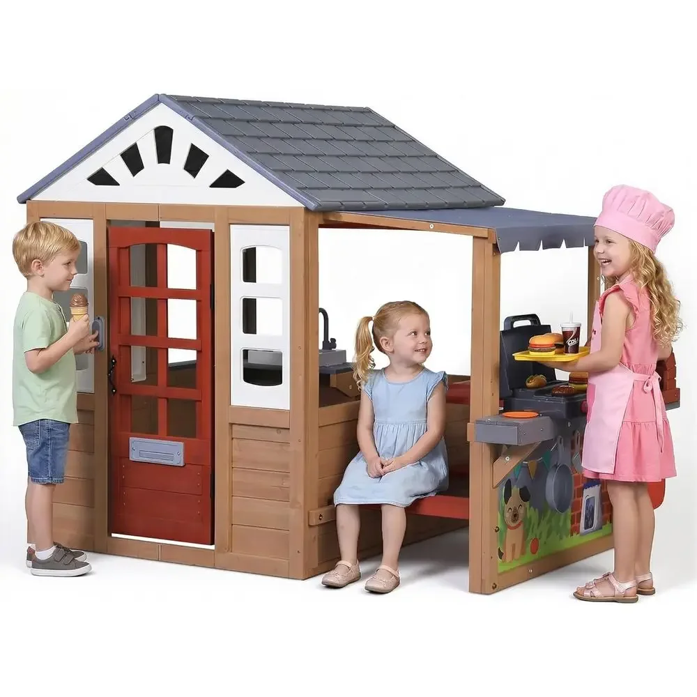 Kids Outdoor Playhouse - 어린이 야외용 나무 놀이집, CeWooden 플레이