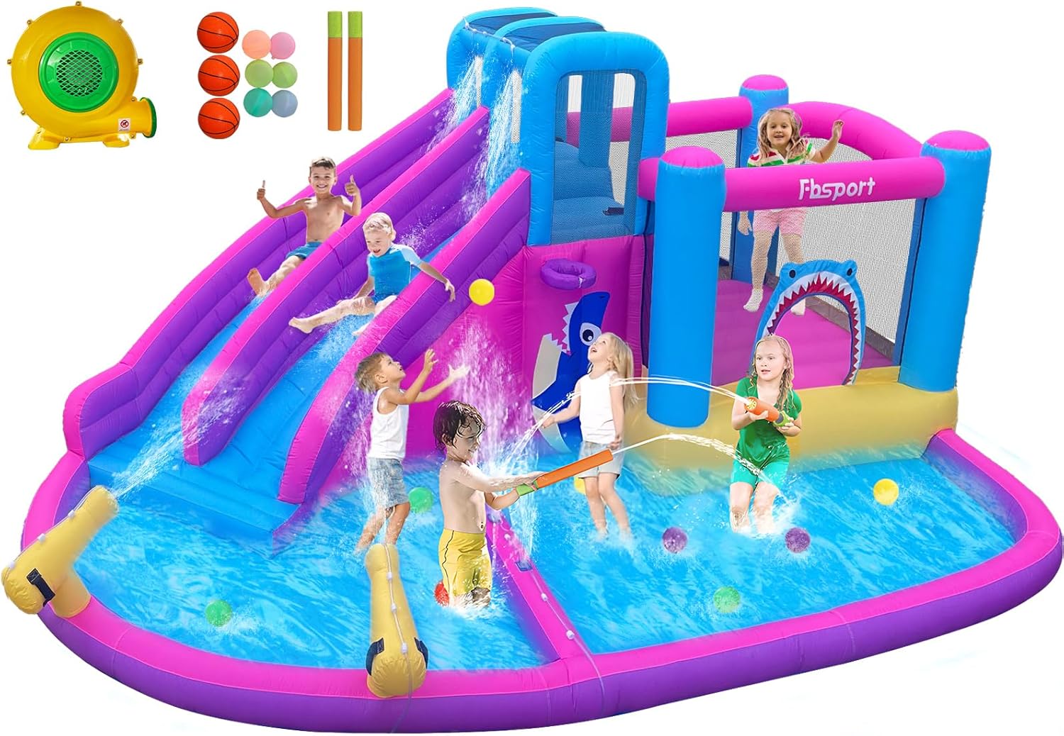 Kids Outdoor Bounce House - 트윈 워터 슬라이드 에어바운스 하우스 (어린이용),