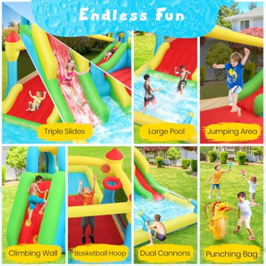 야외/실내용 어린이용 에어바운스 워터 슬라이드(3-12 - Kids Outdoor Bounce House 리뷰 및 가격