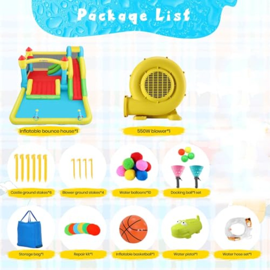 야외/실내용 어린이용 에어바운스 워터 슬라이드(3-12 - Kids Outdoor Bounce House 리뷰 및 가격