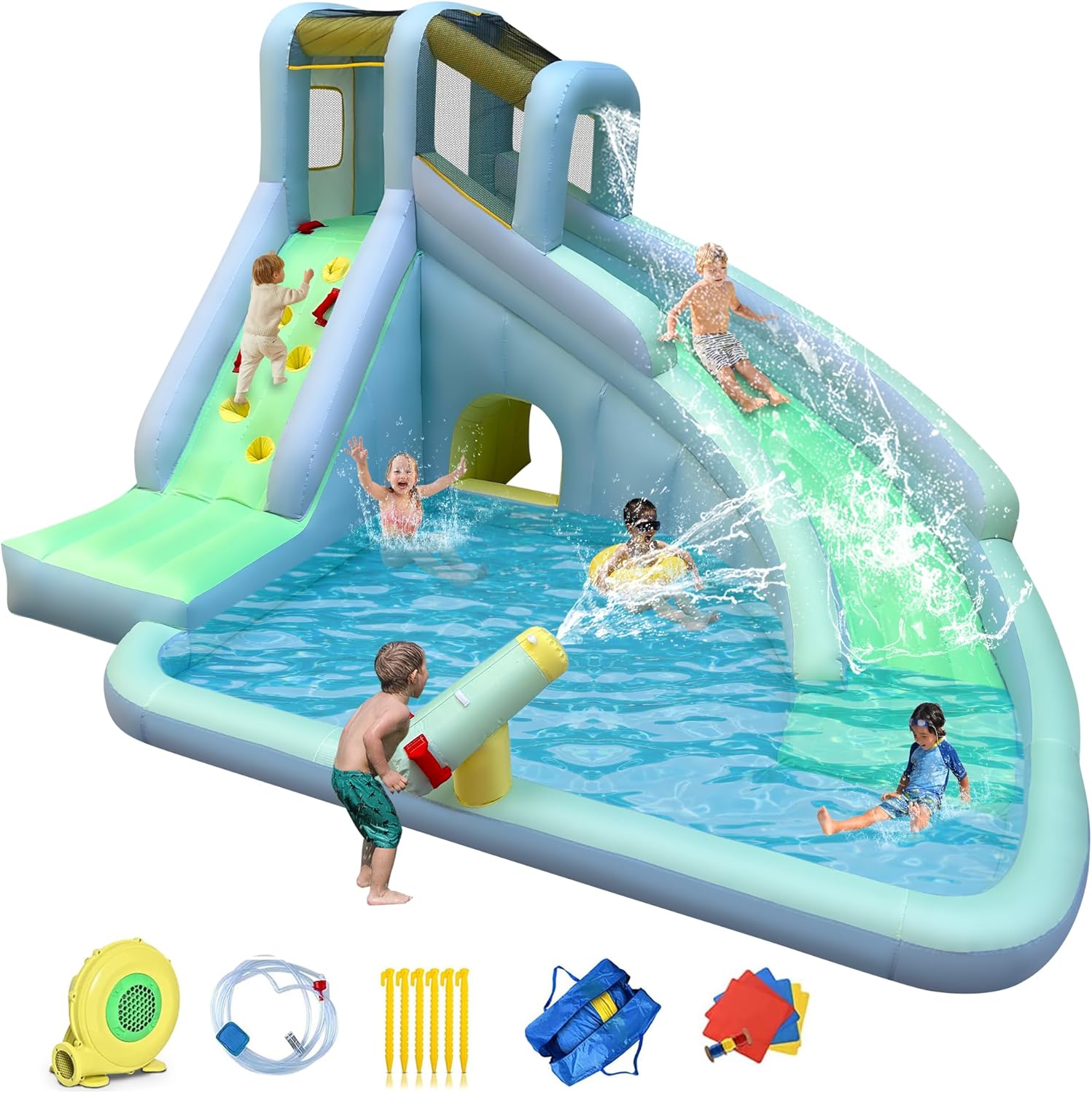 6-in-1 어린이용 에어바운스 워터파크, 550W 송 - Kids Outdoor Bounce House 리뷰 및 가격