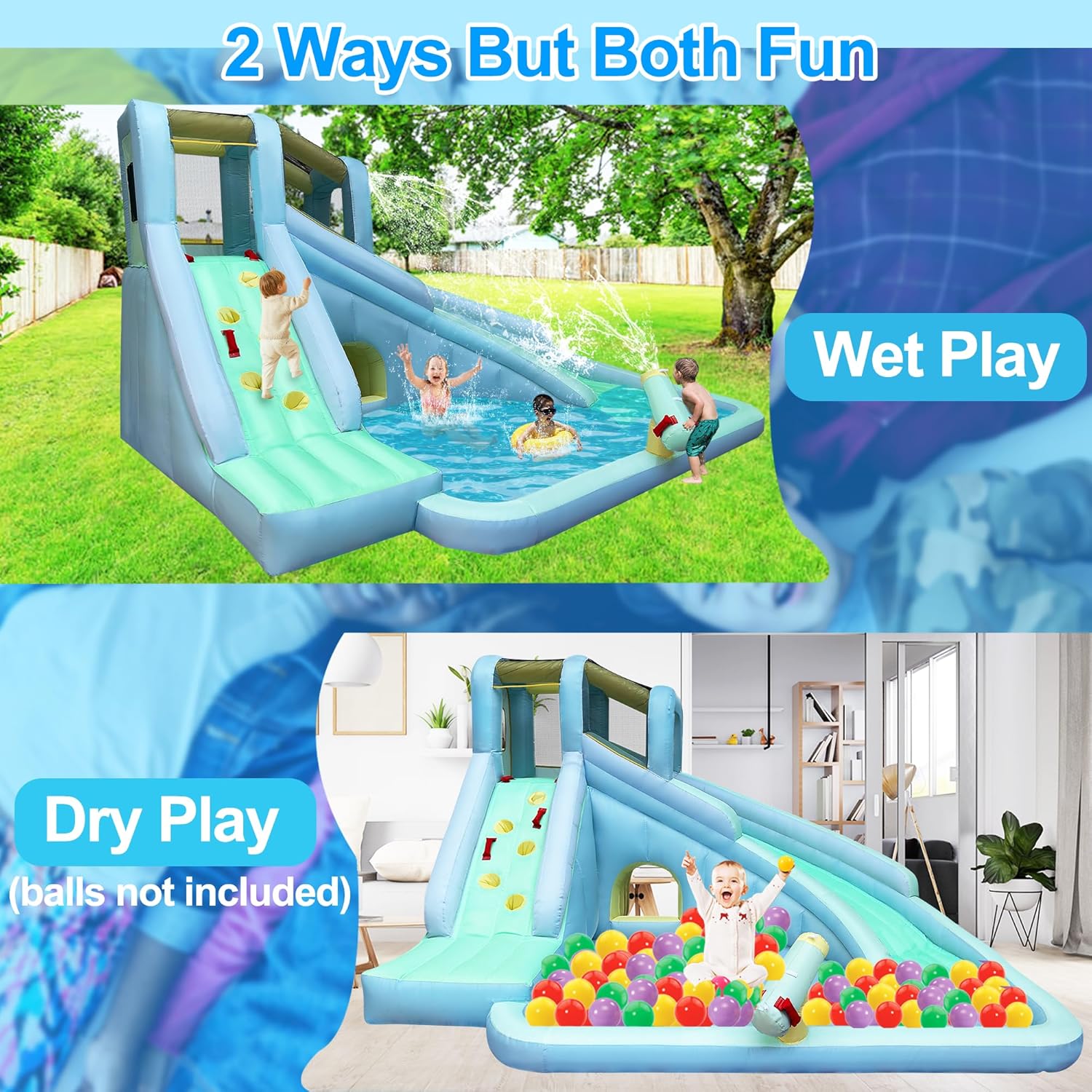 6-in-1 어린이용 에어바운스 워터파크, 550W 송 - Kids Outdoor Bounce House 리뷰 및 가격
