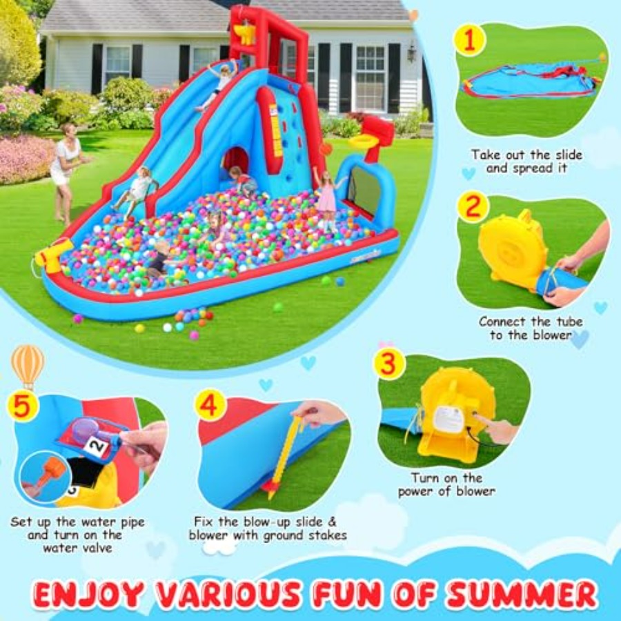 어린이용 뒷마당 야외 물 미끄럼틀 에어바운스 파크: P - Kids Outdoor Bounce House 리뷰 및 가격