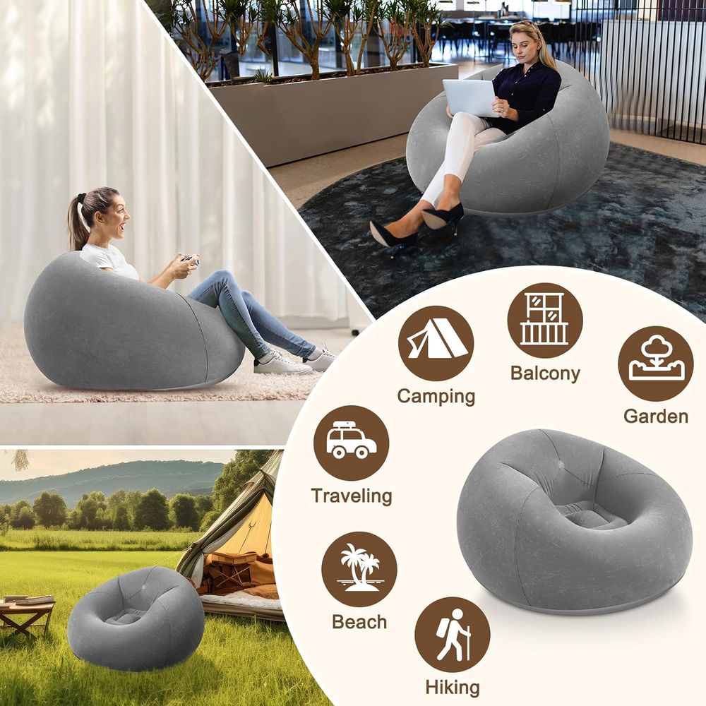 공기주입식 빈백 의자, 성인 및 어린이용 회색 휴대용  - Kids Outdoor Bean Bag Chair 리뷰 및 가격
