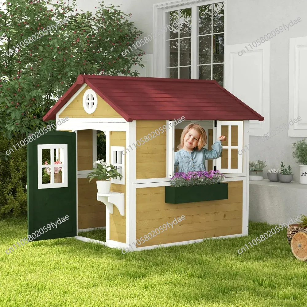 야외 어린이 놀이집, 문, 창문, 화분과 상자가 있는  - Kids Outdoor Playhouse 리뷰 및 가격