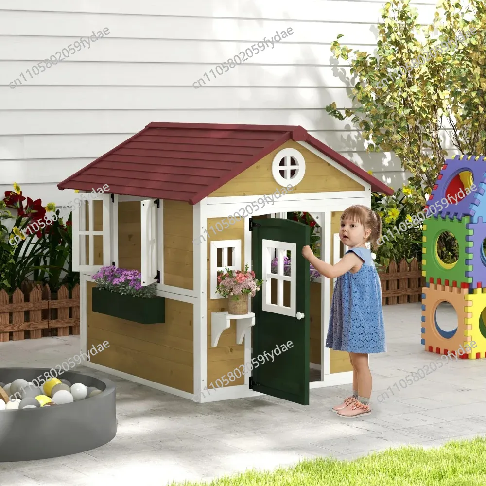야외 어린이 놀이집, 문, 창문, 화분과 상자가 있는  - Kids Outdoor Playhouse 리뷰 및 가격