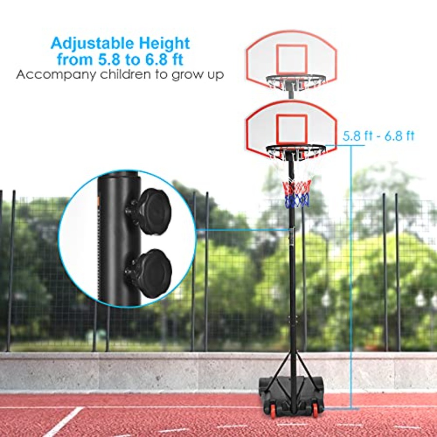 실내/실외용 농구대, 폴리에틸렌 백보드, 블랙/레드,  - Basketball Hoop Outdoor 리뷰 및 가격