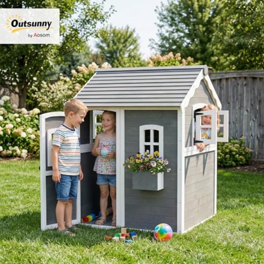 3~8세 어린이용 야외 목재 놀이집 (바닥, 문, 창문 - Kids Outdoor Playhouse 리뷰 및 가격