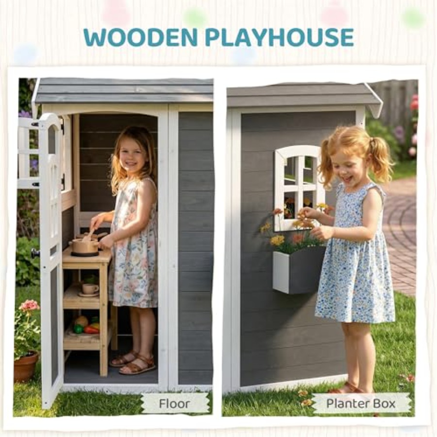 3~8세 어린이용 야외 목재 놀이집 (바닥, 문, 창문 - Kids Outdoor Playhouse 리뷰 및 가격