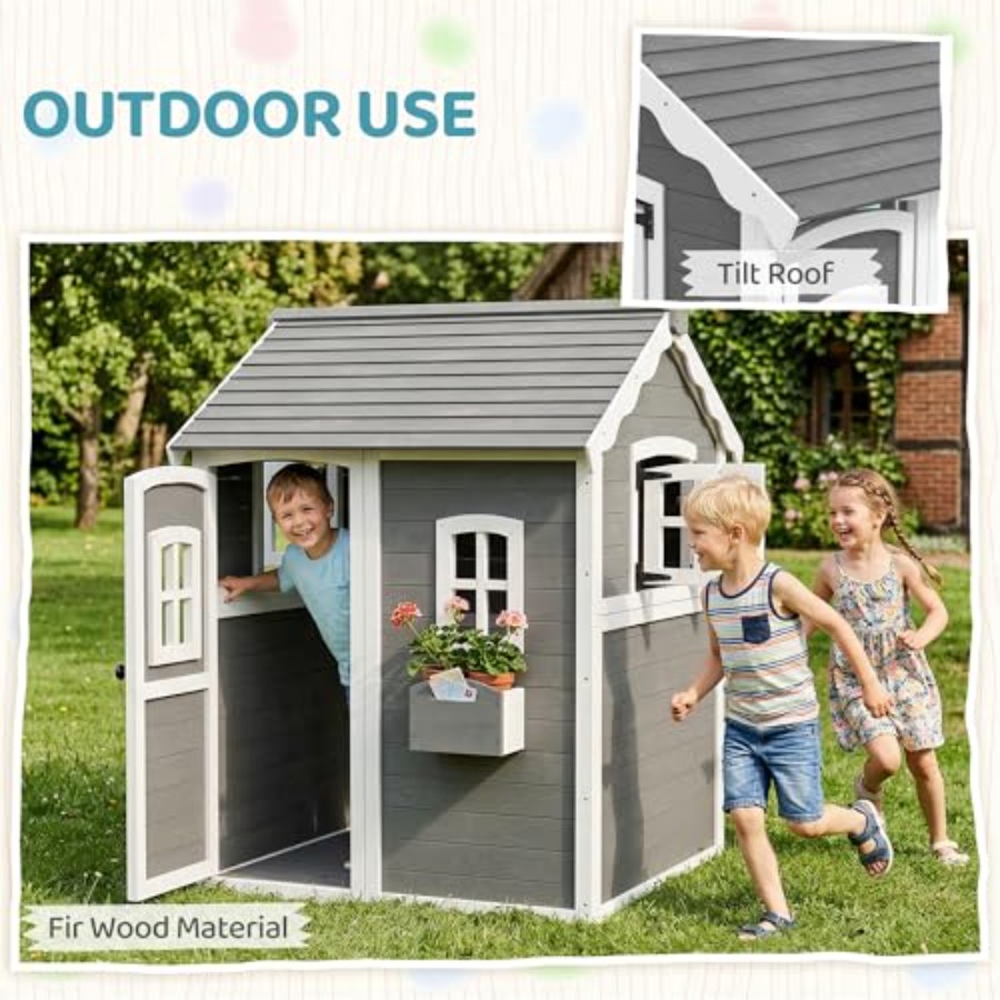 3~8세 어린이용 야외 목재 놀이집 (바닥, 문, 창문 - Kids Outdoor Playhouse 리뷰 및 가격