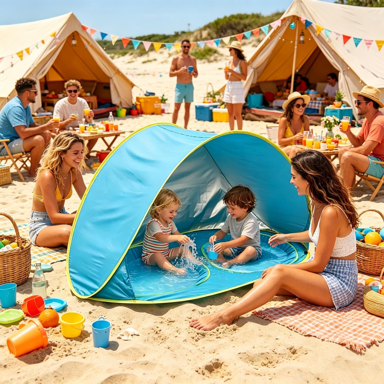 어린이 해변 텐트 UV 차단 풀 플레이 하우스 텐트 팝 - Kids Outdoor Daybed 리뷰 및 가격