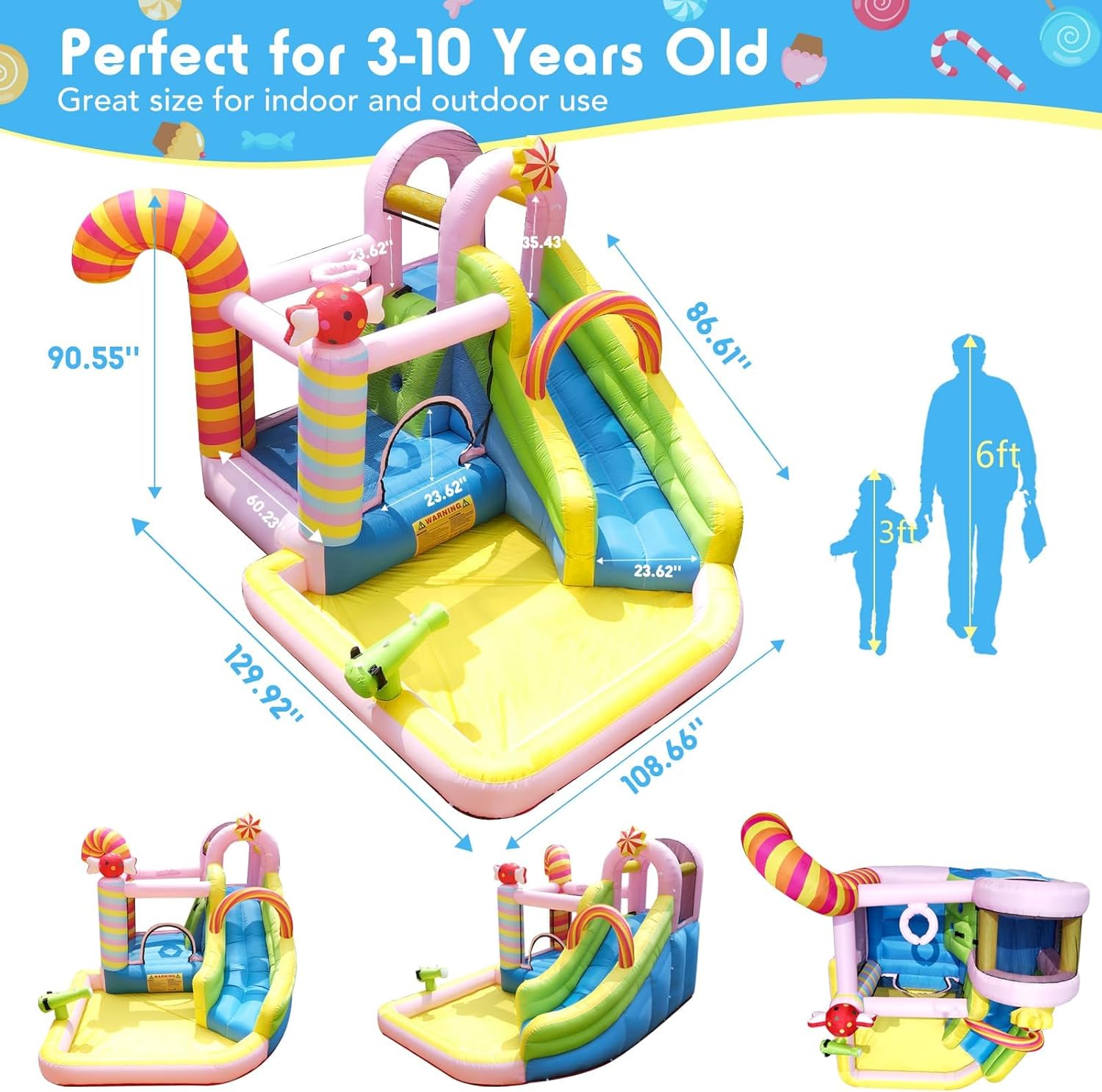 어린이용 에어바운스 워터슬라이드, 6-in-1 워터파크 - Kids Outdoor Bounce House 리뷰 및 가격