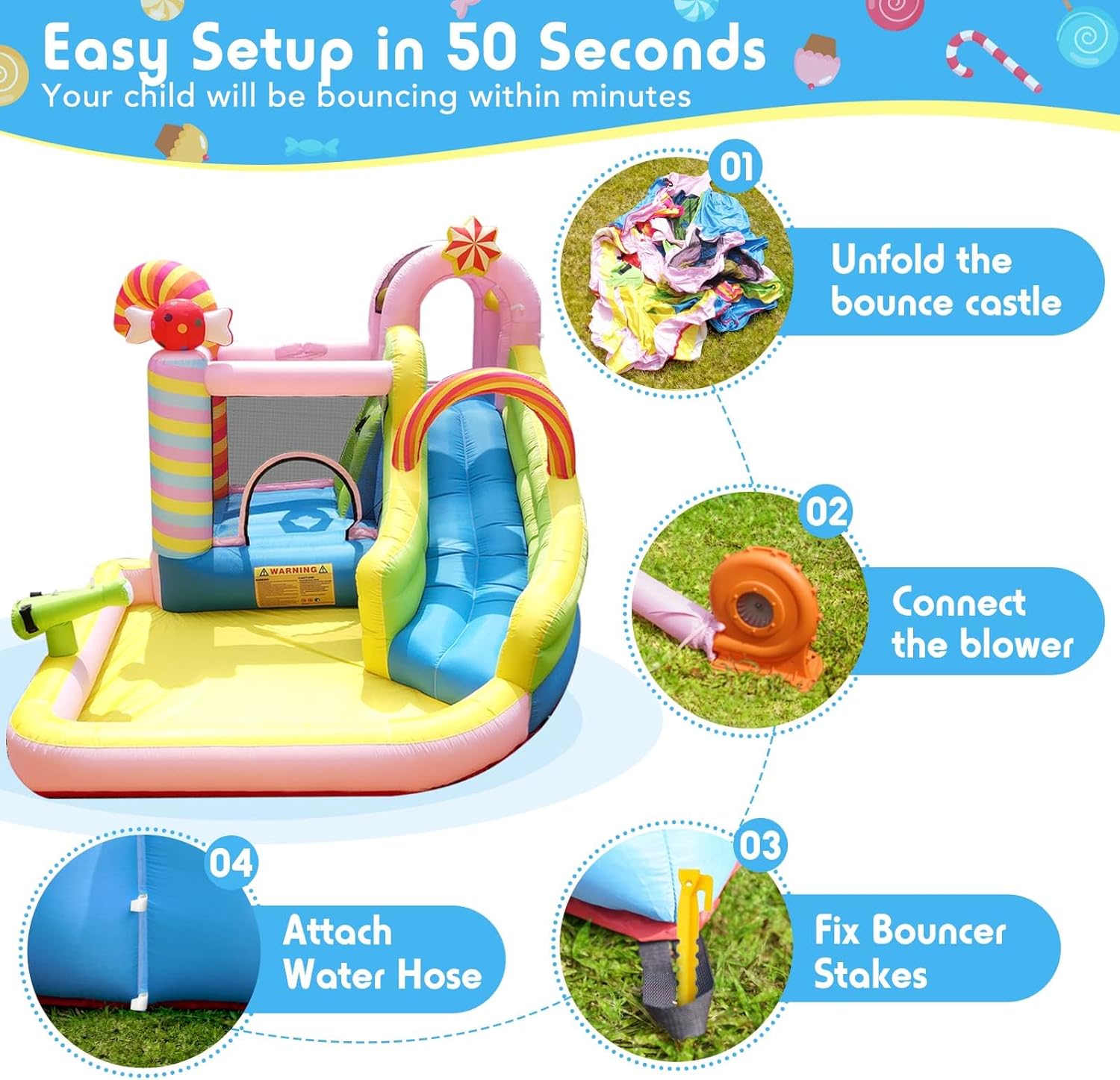 어린이용 에어바운스 워터슬라이드, 6-in-1 워터파크 - Kids Outdoor Bounce House 리뷰 및 가격