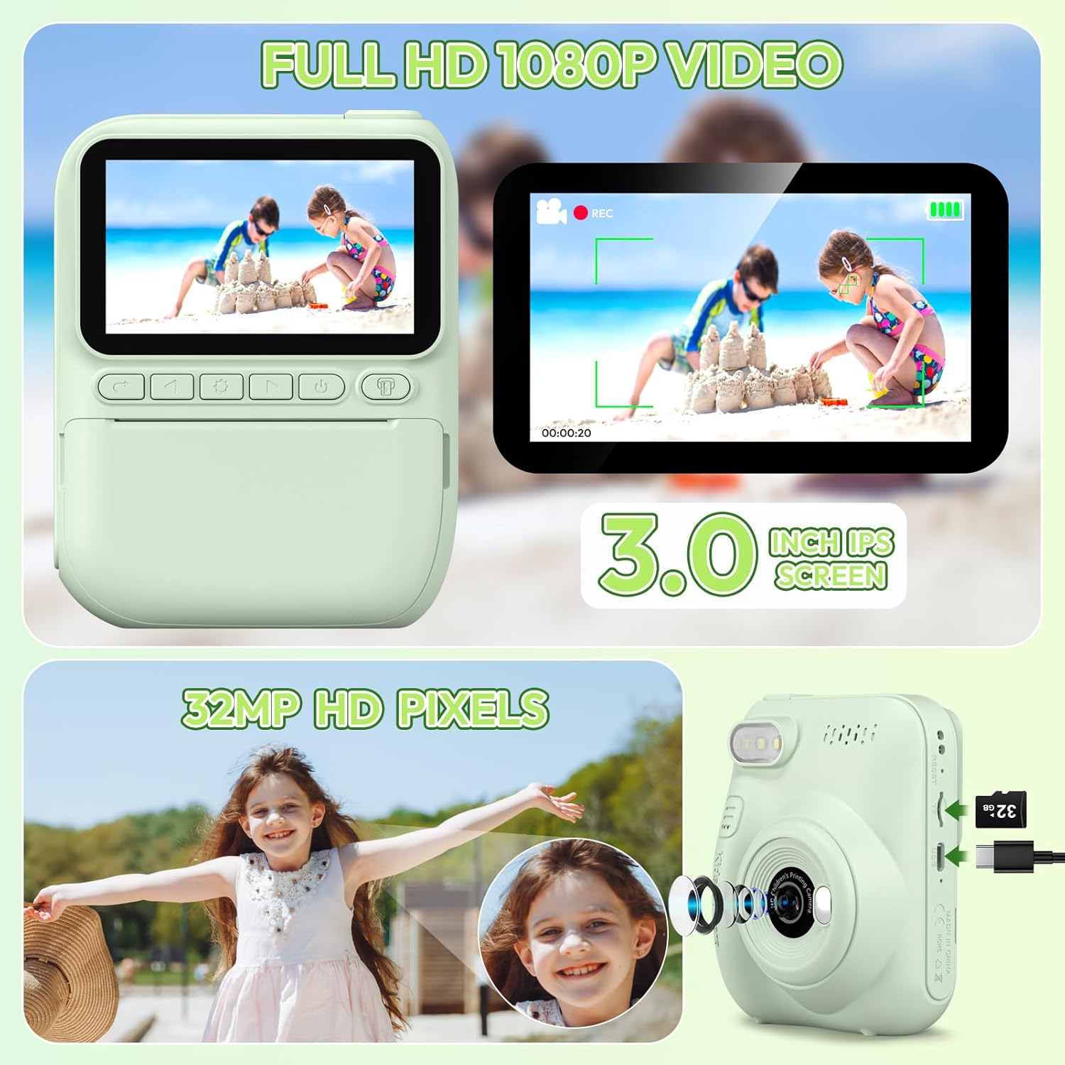 즉석 인쇄 키즈 카메라, 유아용 휴대용 디지털 카메라, - Outdoor Toys For Kids 리뷰 및 가격