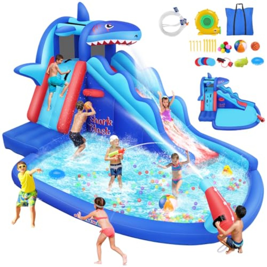 야외/실내용 어린이용(3~12세) 상어 테마 파란색과  - Kids Outdoor Bounce House 리뷰 및 가격