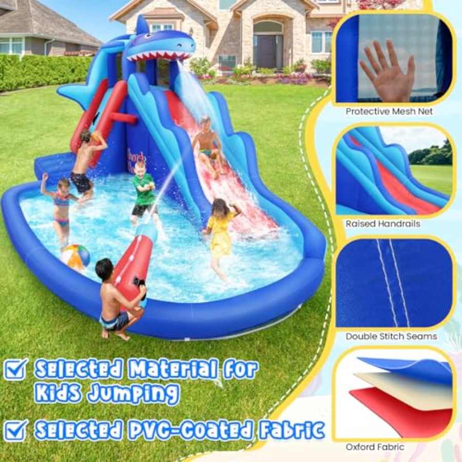 야외/실내용 어린이용(3~12세) 상어 테마 파란색과  - Kids Outdoor Bounce House 리뷰 및 가격