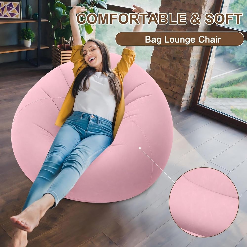 팽창식 빈백 의자, 핑크색 |   휴대용 성인/아동용  - Kids Outdoor Bean Bag Chair 리뷰 및 가격