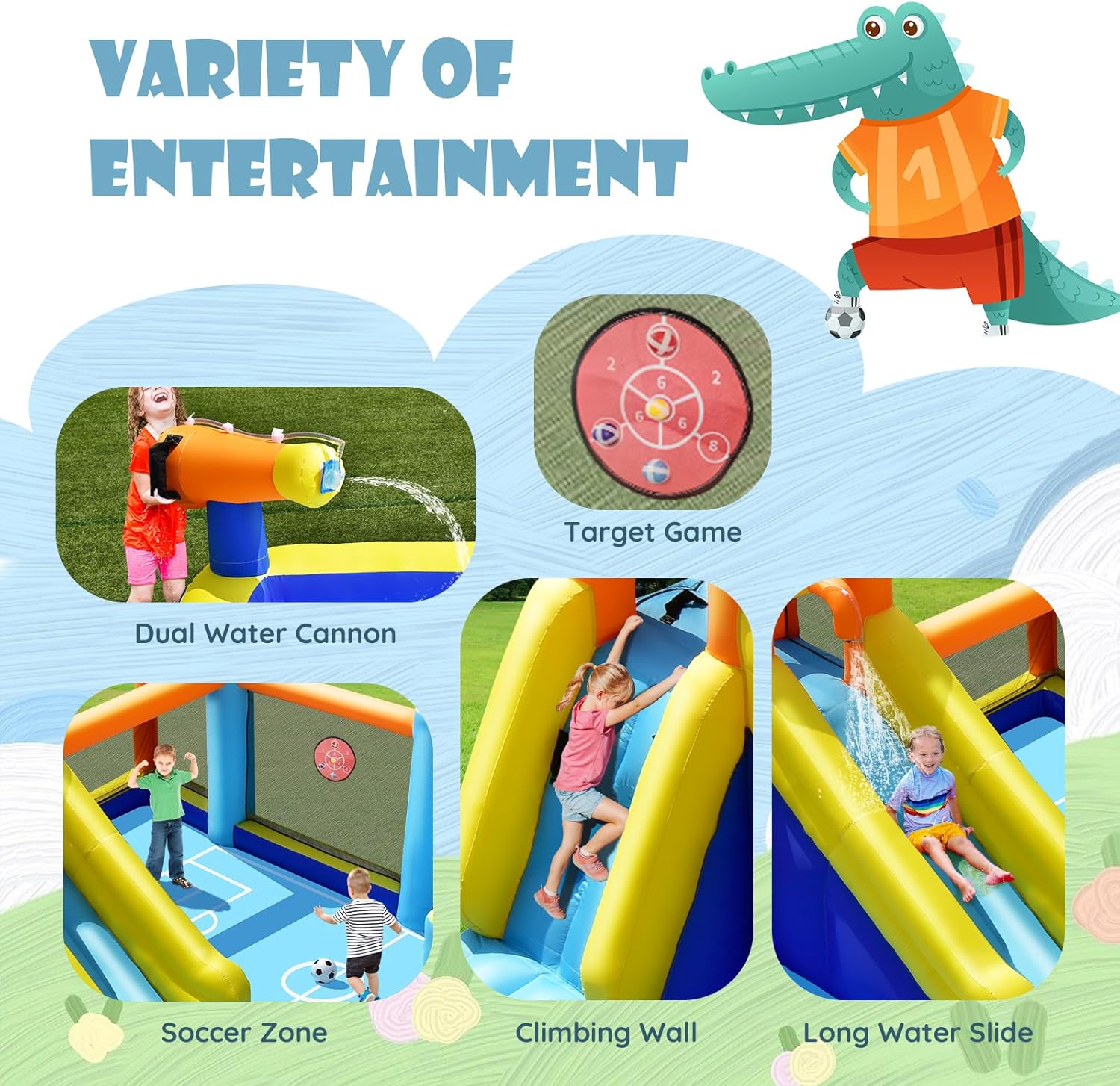 대형 풍선 워터 슬라이드 바운스 하우스 (축구 골대,  - Kids Outdoor Bounce House 리뷰 및 가격