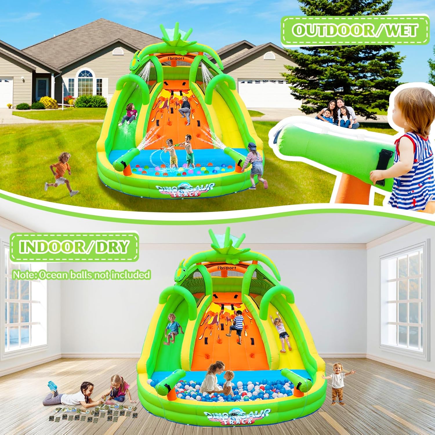 어린이용 에어바운스 슬라이드, 클라이밍 월, 물총 포함 - Kids Outdoor Bounce House 리뷰 및 가격