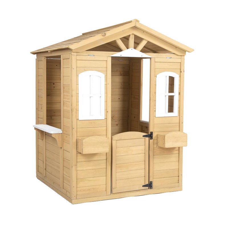 모던 클래식 원목 어린이 야외 놀이집 (작동하는 문,  - Kids Outdoor Playhouse 리뷰 및 가격