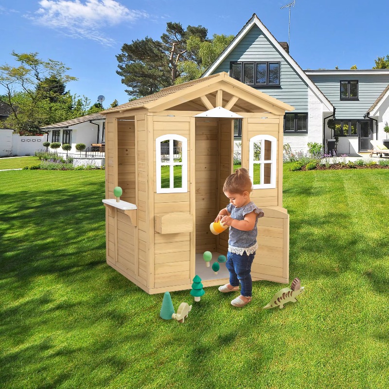 모던 클래식 원목 어린이 야외 놀이집 (작동하는 문,  - Kids Outdoor Playhouse 리뷰 및 가격