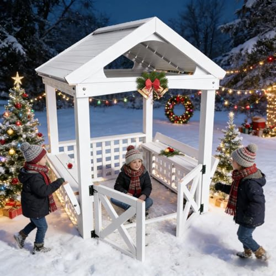 야외용 어린이 목재 놀이집 (2~8세용), 방수 흰색  - Kids Outdoor Playhouse 리뷰 및 가격