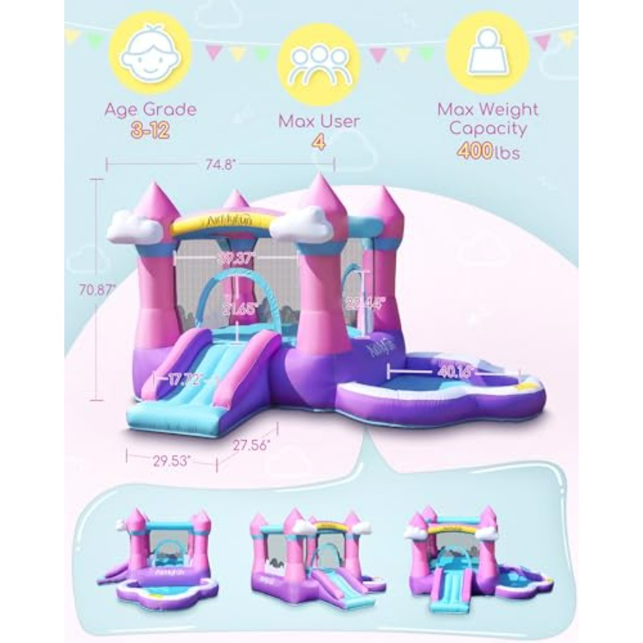 핑크색 에어바운스 하우스 (3~8세 어린이용), 실내/ - Kids Outdoor Bounce House 리뷰 및 가격