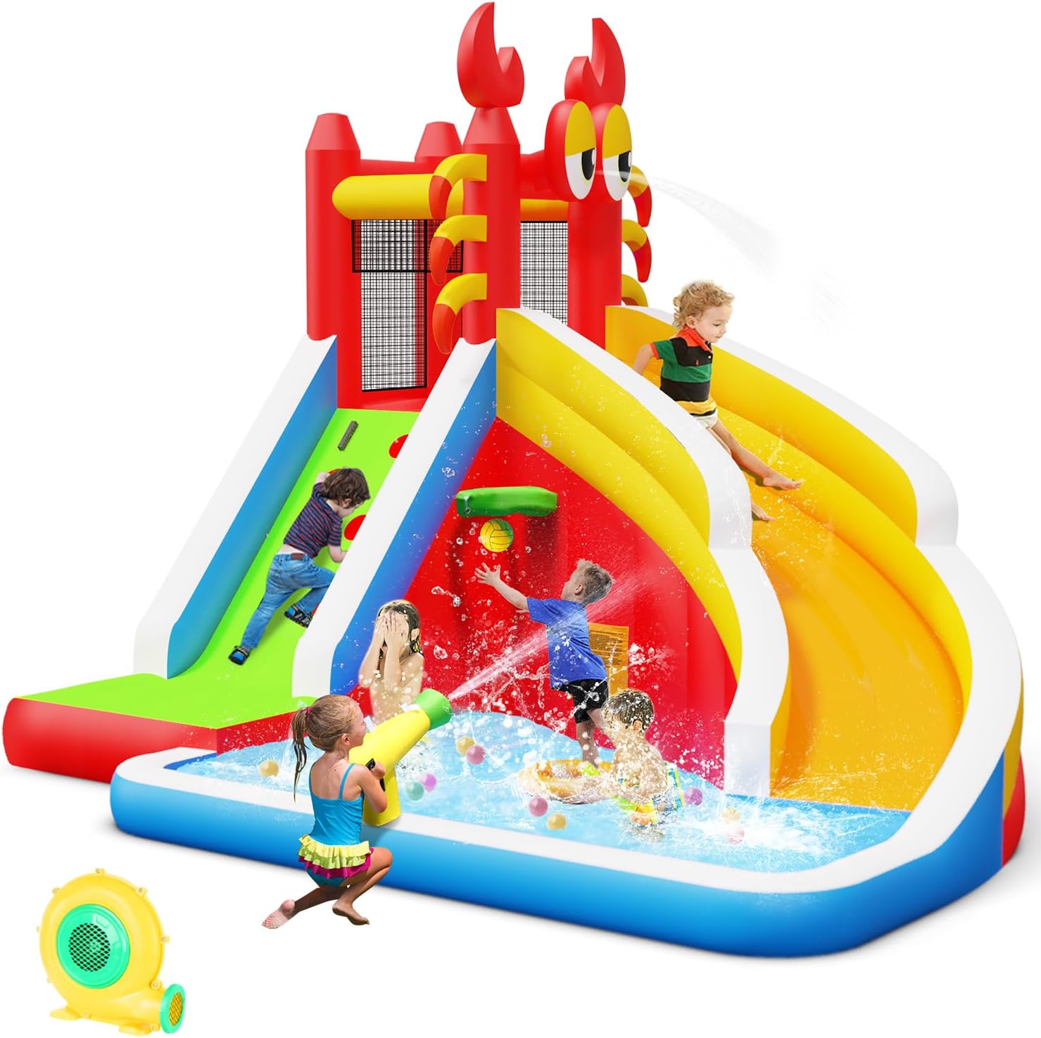 대형 어린이용 물 미끄럼틀 에어바운스 - 스플래시 풀, - Kids Outdoor Bounce House 리뷰 및 가격