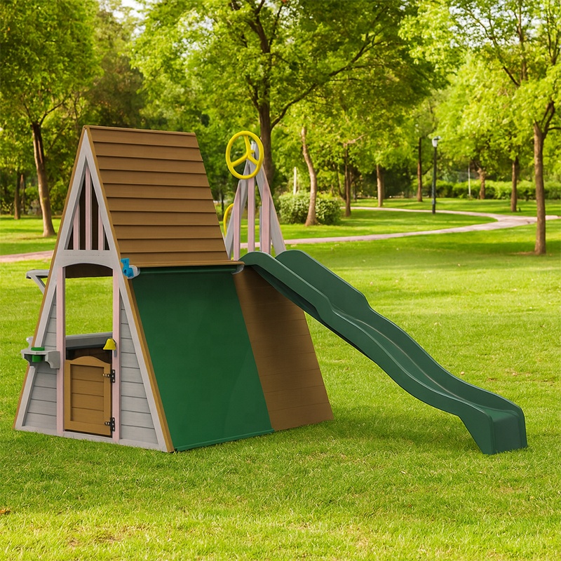 어린이 야외 놀이터 장비 삼각형 몬테소리 나무 성 놀이 - Kids Outdoor Playhouse 리뷰 및 가격
