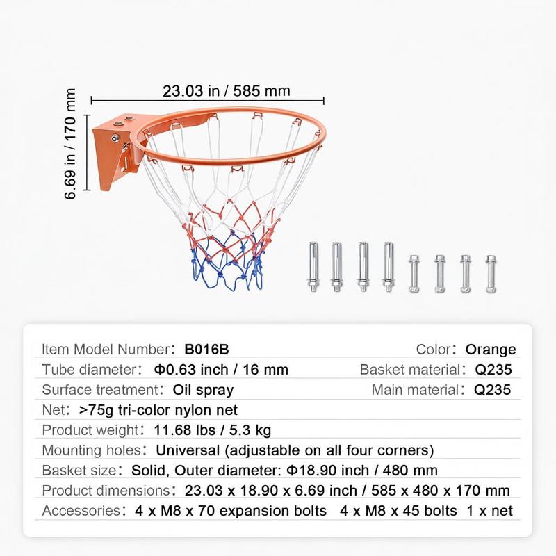 농구 림, 벽걸이형 농구 골대, 고강도 Q235 농구  - Basketball Hoop Outdoor 리뷰 및 가격
