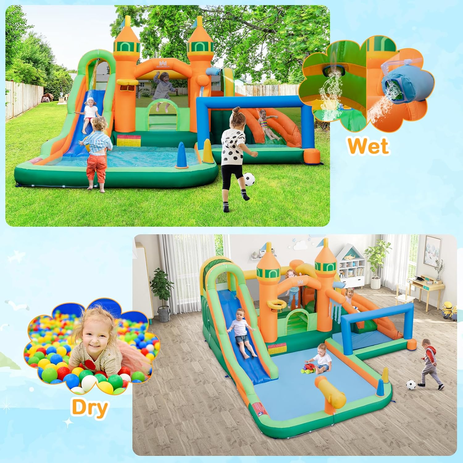 9-in-1 풍선형 워터파크 바운스 하우스 (듀얼 슬라 - Kids Outdoor Bounce House 리뷰 및 가격