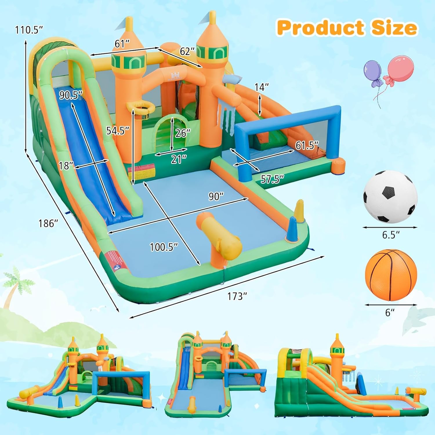 9-in-1 풍선형 워터파크 바운스 하우스 (듀얼 슬라 - Kids Outdoor Bounce House 리뷰 및 가격