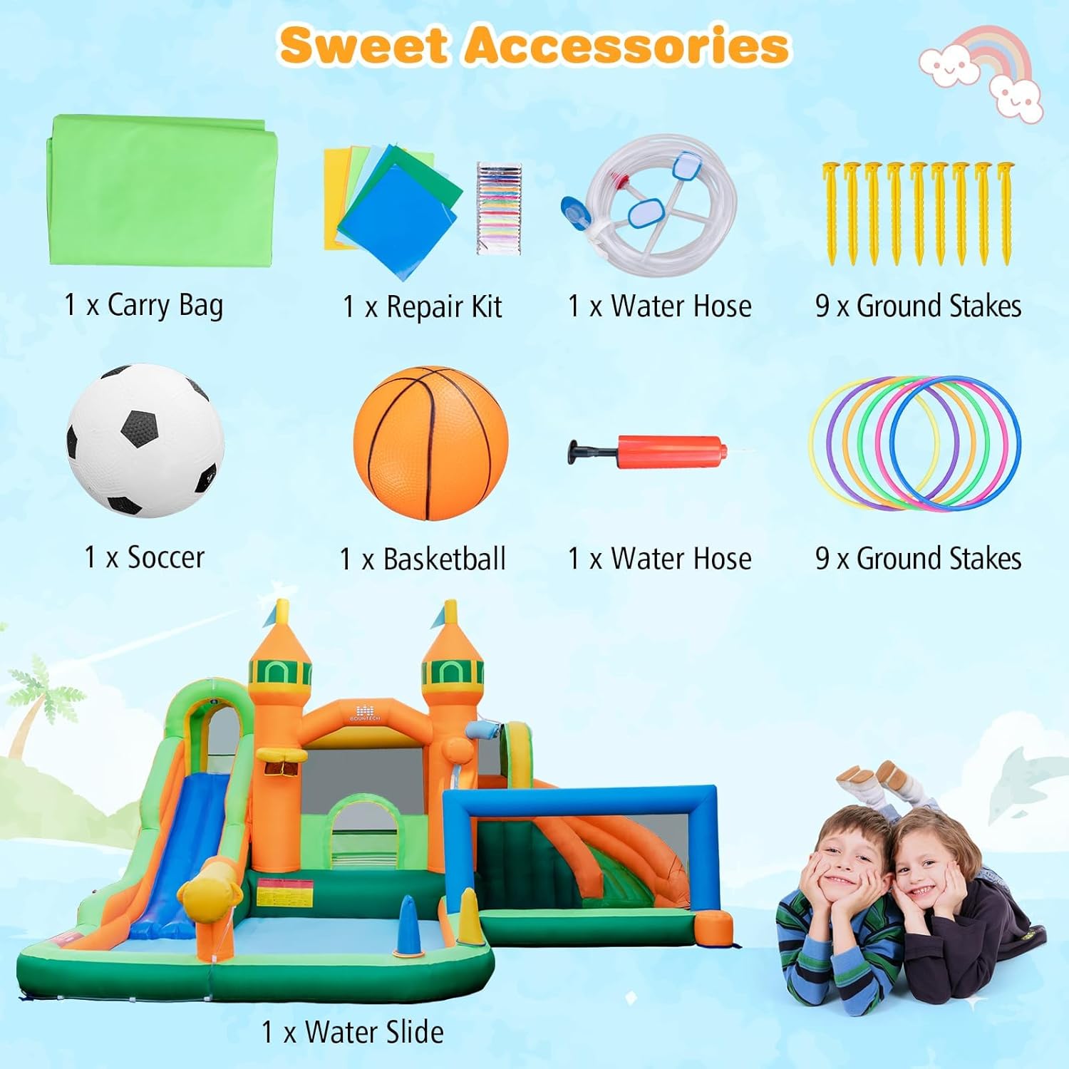 9-in-1 풍선형 워터파크 바운스 하우스 (듀얼 슬라 - Kids Outdoor Bounce House 리뷰 및 가격