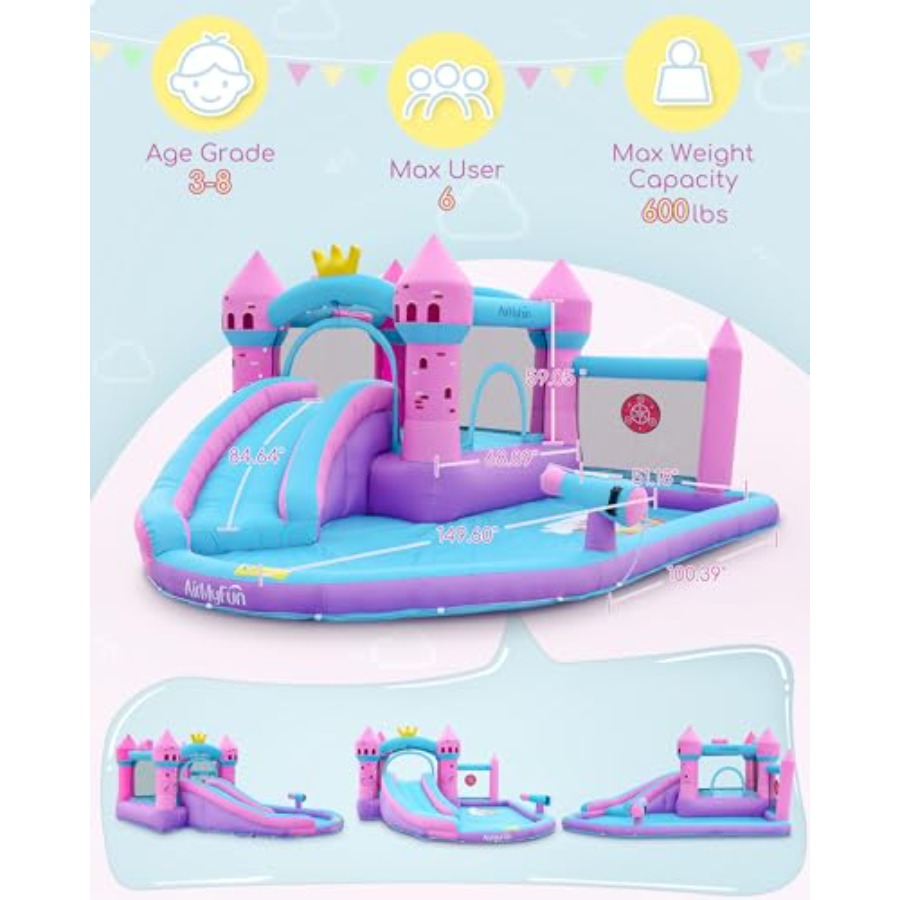 어린이용(3~12세) 핑크색 PVC 소재, 습식/건식  - Kids Outdoor Bounce House 리뷰 및 가격