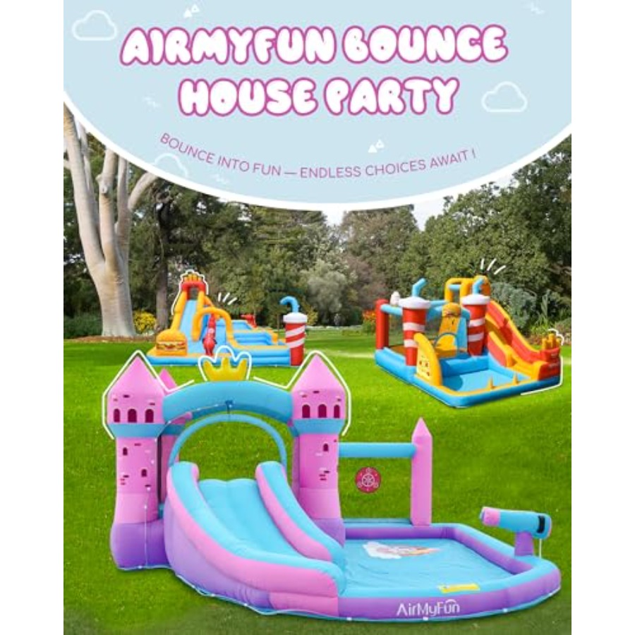 어린이용(3~12세) 핑크색 PVC 소재, 습식/건식  - Kids Outdoor Bounce House 리뷰 및 가격