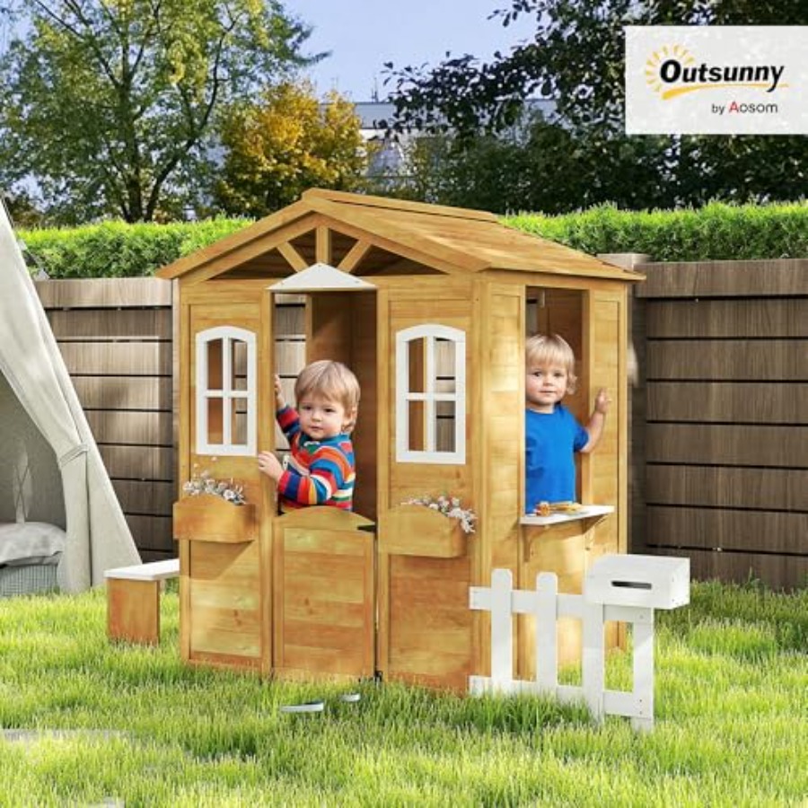 3~6세 어린이를 위한 야외 놀이집, 작동하는 문과 창 - Kids Outdoor Playhouse 리뷰 및 가격