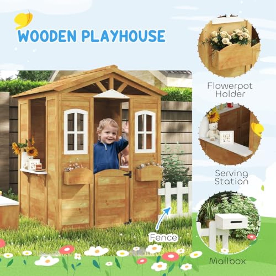 3~6세 어린이를 위한 야외 놀이집, 작동하는 문과 창 - Kids Outdoor Playhouse 리뷰 및 가격