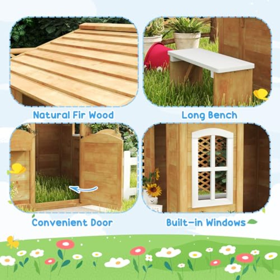 3~6세 어린이를 위한 야외 놀이집, 작동하는 문과 창 - Kids Outdoor Playhouse 리뷰 및 가격